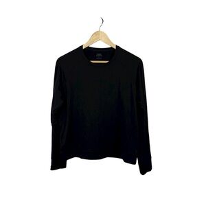 Cozy Earth Women’s Bamboo Stretch-Knit Long Sleeve Lounge Tee Black Size L